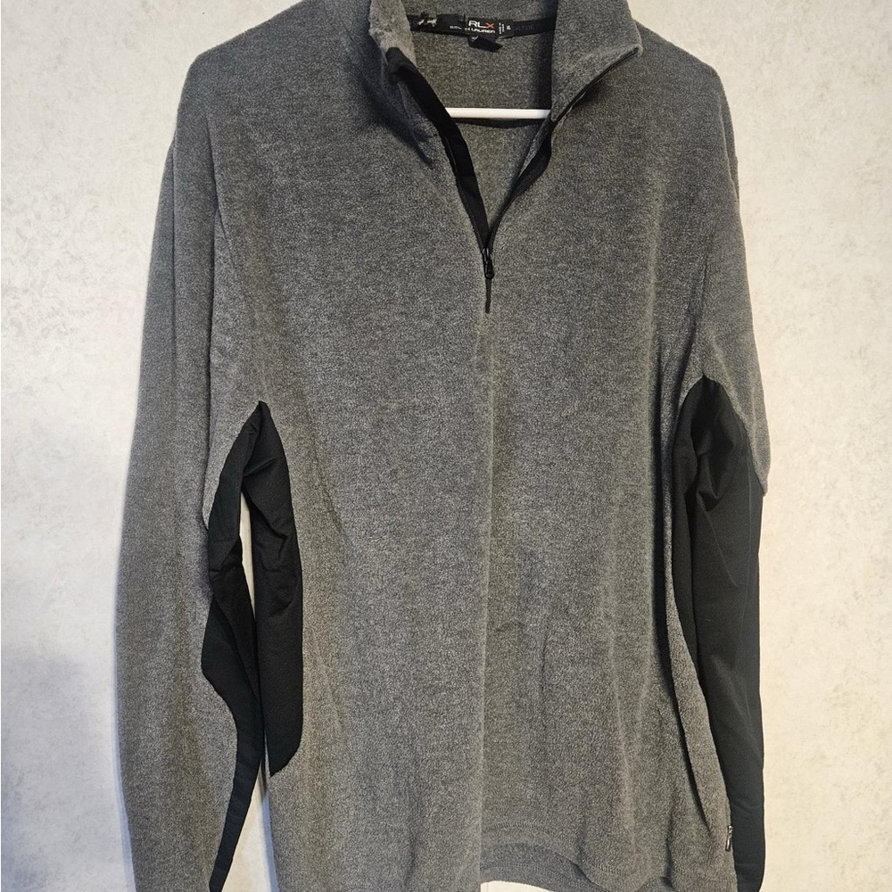 RLX Ralph Lauren Fleece 1/4 Zip Pullover Mens Size XLarge Gray Black Long Sleeve